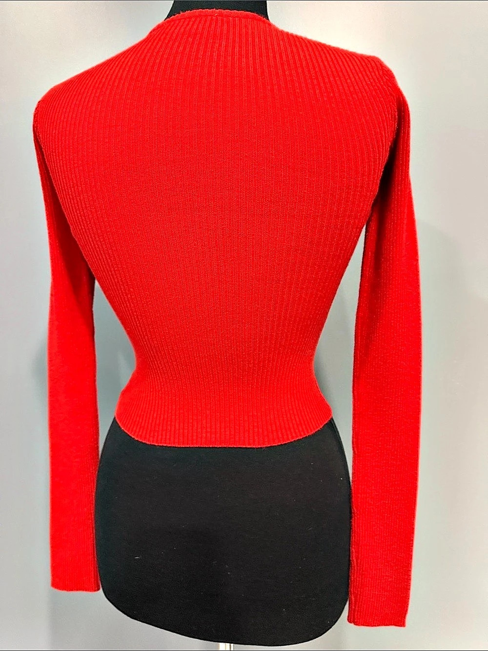 Princess Polly Red Ribbed Button-Front Cardigan Size Medium Like New - Picture 2 of 5